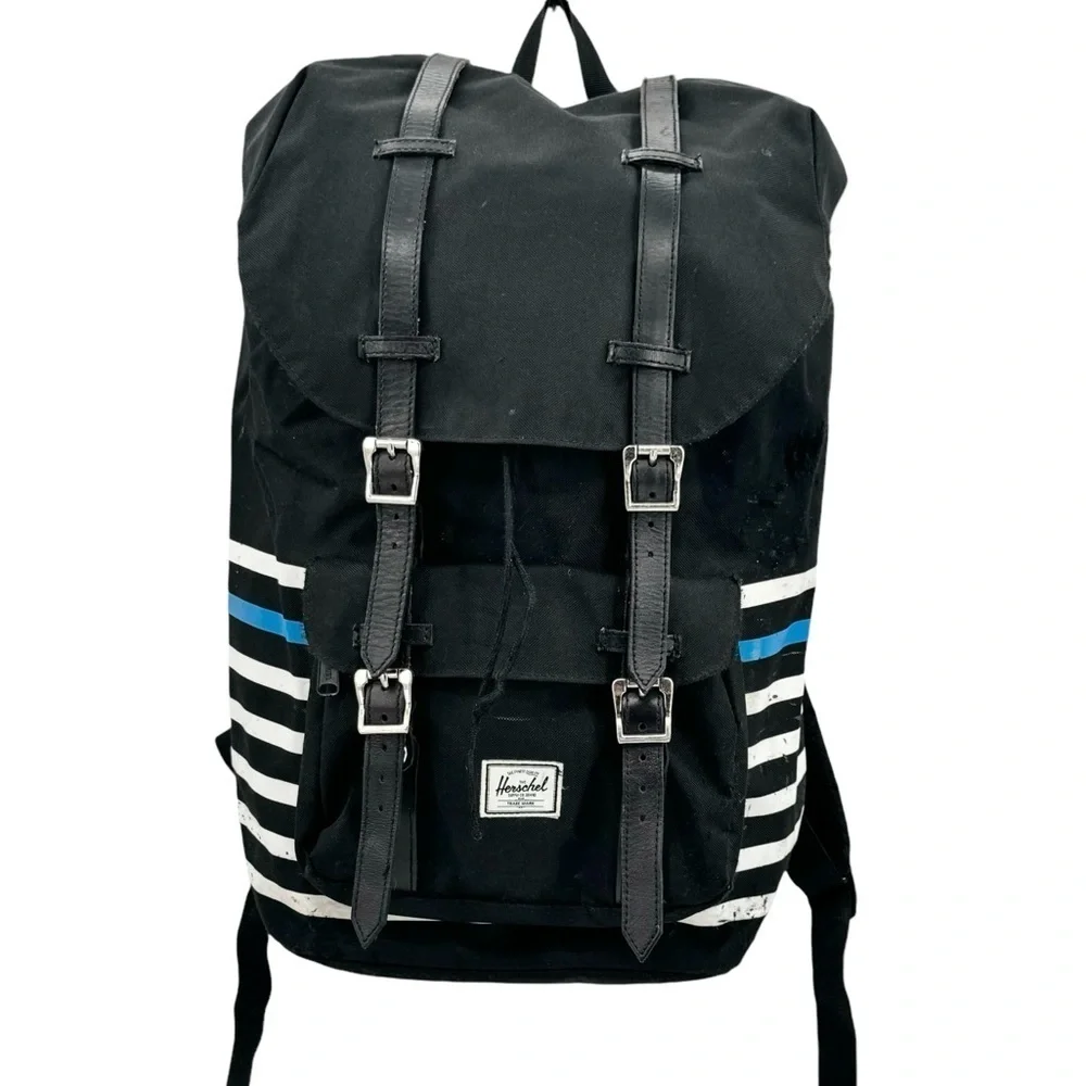 Hershel Supply Co Little America Backpack Laptop Sleeve Black White Blue Stripe
